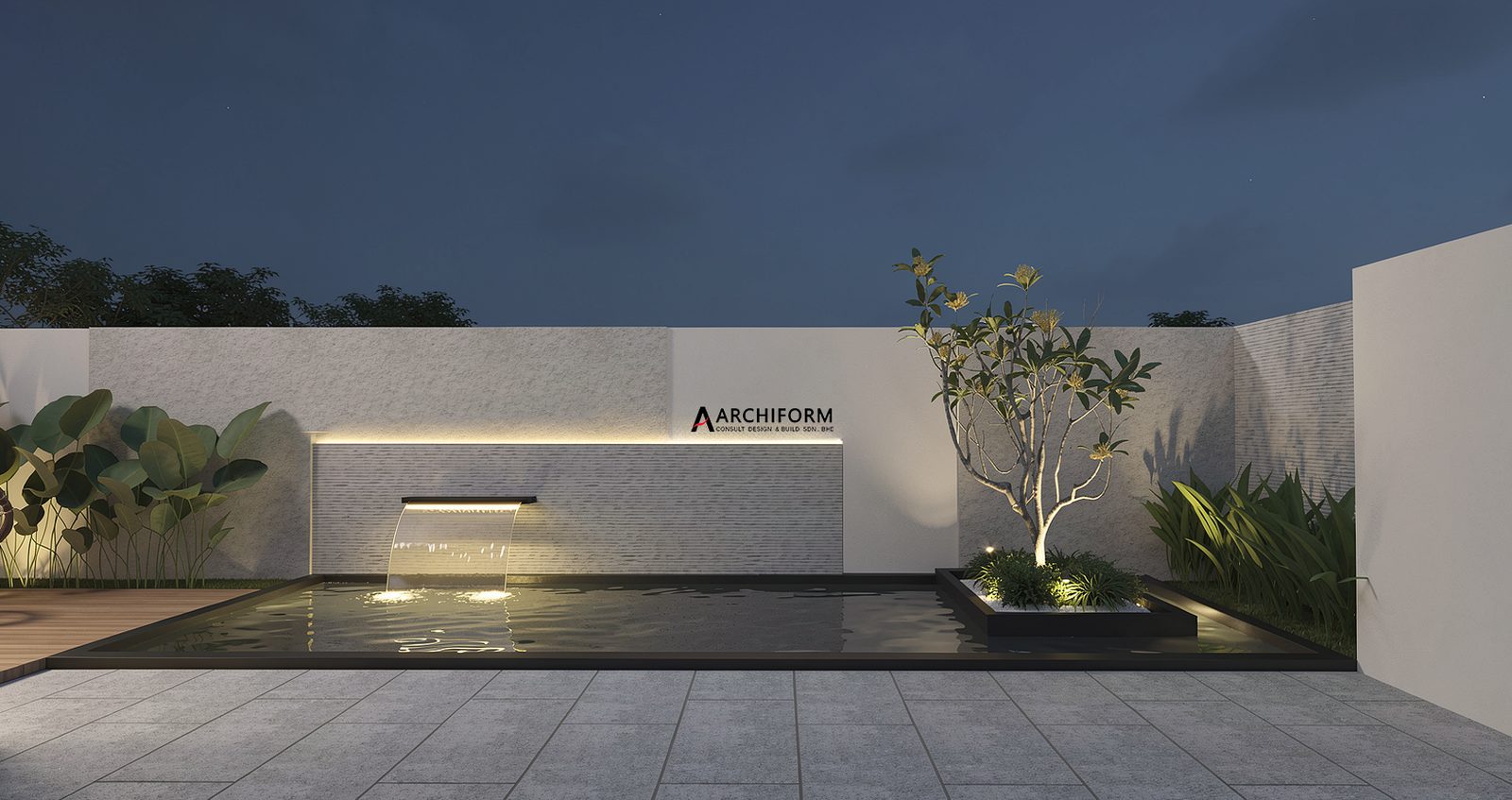 Water feature and garden wall, ARCHIFORM residential project